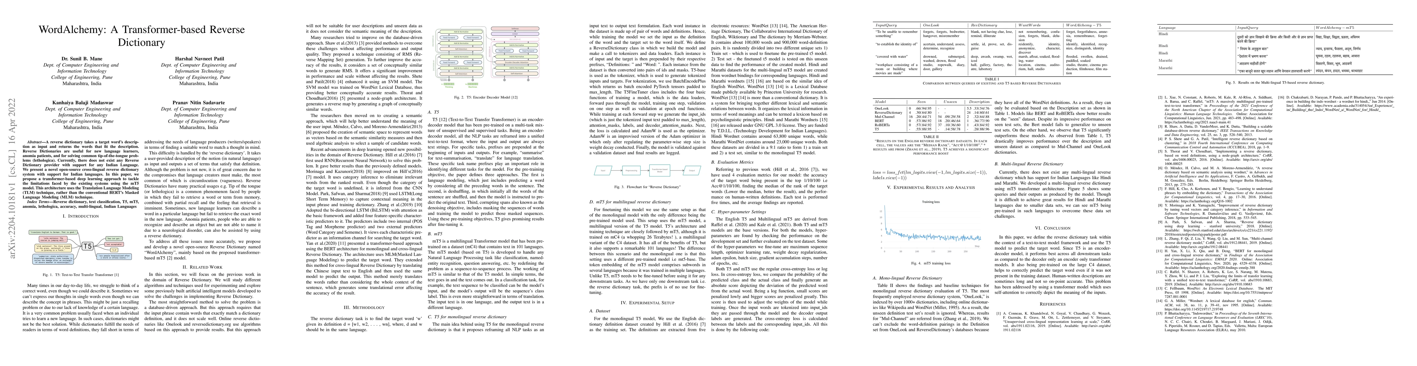 Thumbnail for WordAlchemy: A transformer-based Reverse Dictionary