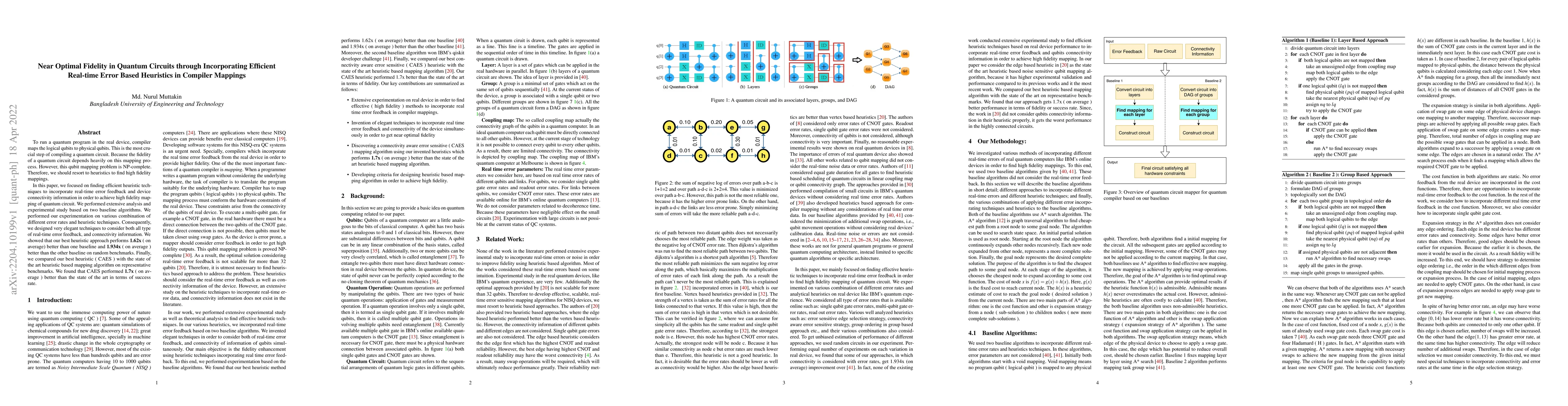 Thumbnail for Near-Optimal Fidelity in Quantum Circuits through Incorporating
  Efficient Real-time Error Based Heuristics in Compiler Mappings