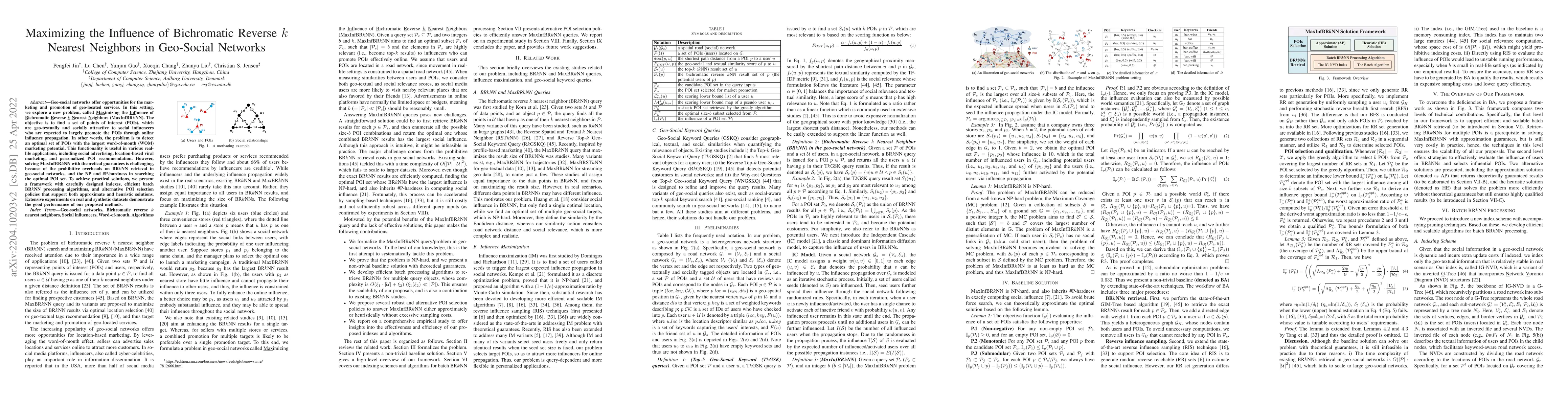 Thumbnail for Maximizing the Influence of Bichromatic Reverse k Nearest Neighbors in
  Geo-Social Networks