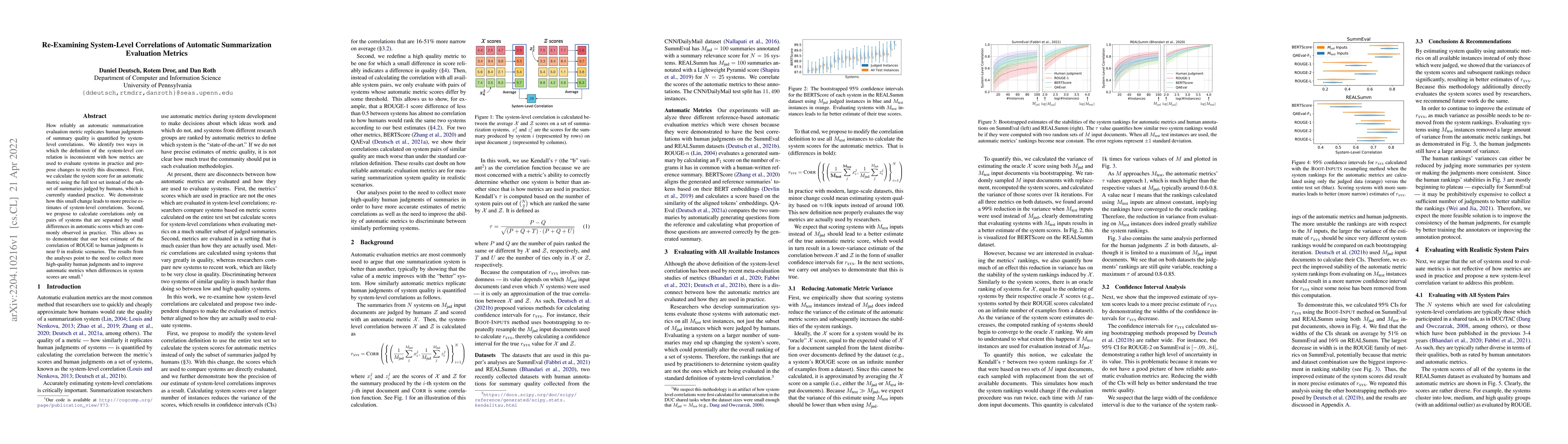 Thumbnail for Re-Examining System-Level Correlations of Automatic Summarization
  Evaluation Metrics