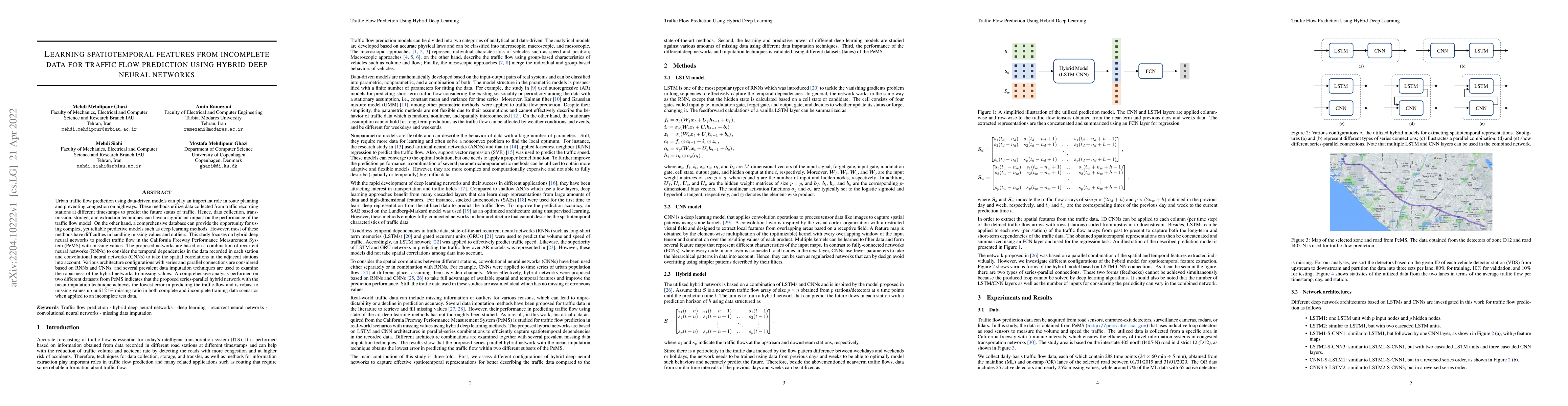 Thumbnail for Learning spatiotemporal features from incomplete data for traffic flow
  prediction using hybrid deep neural networks