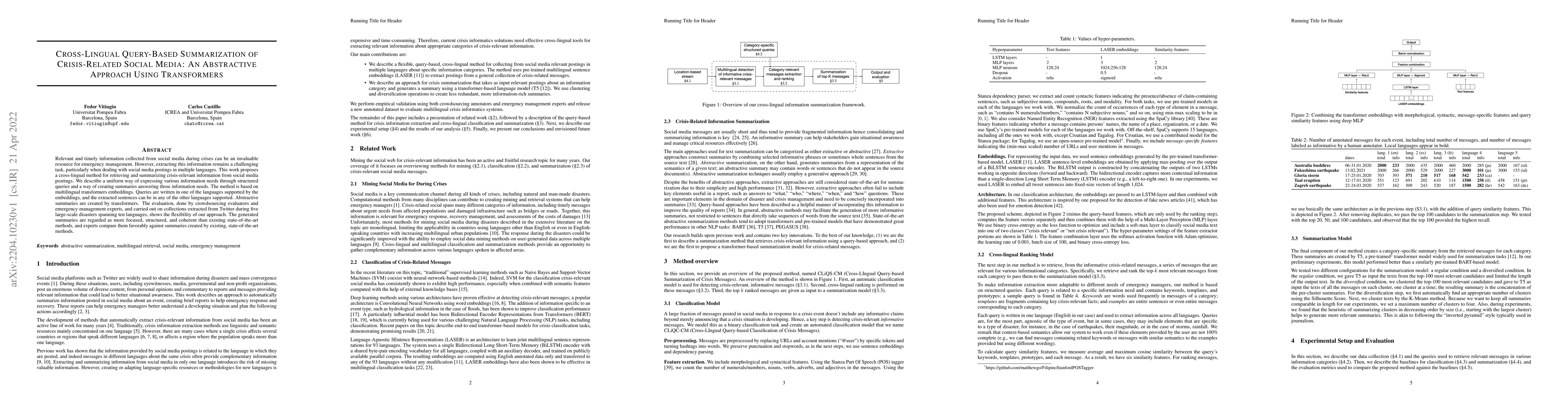 Thumbnail for Cross-Lingual Query-Based Summarization of Crisis-Related Social Media:
  An Abstractive Approach Using Transformers