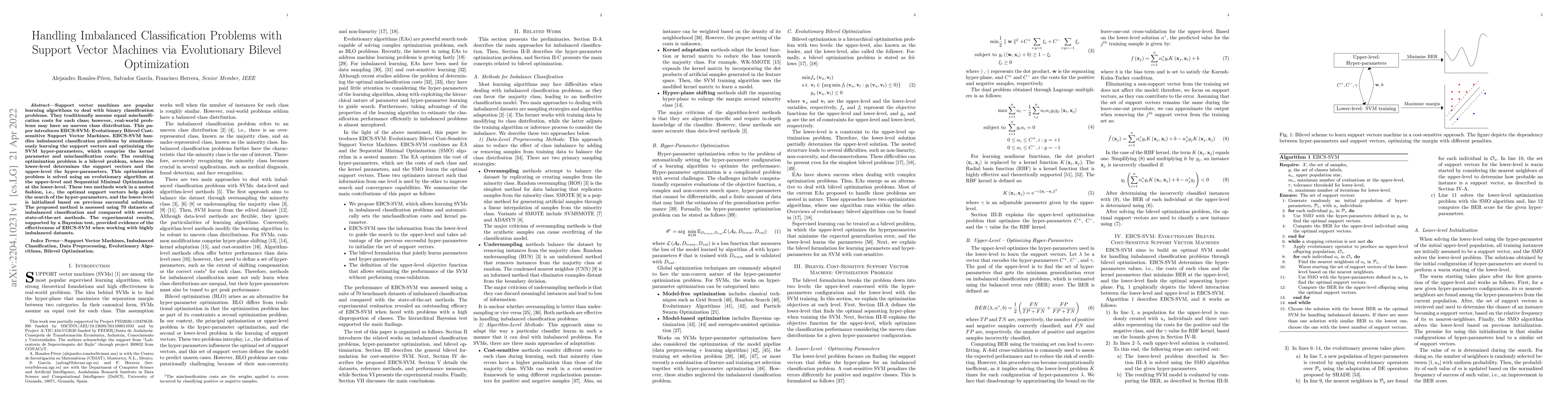 Thumbnail for Handling Imbalanced Classification Problems With Support Vector Machines
  via Evolutionary Bilevel Optimization