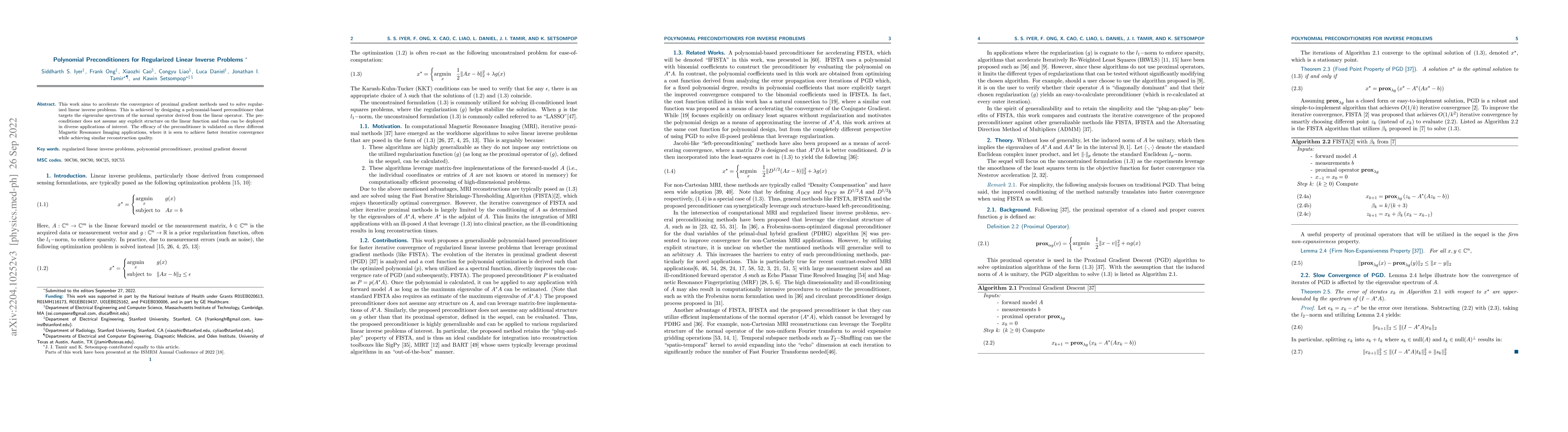 Thumbnail for Polynomial Preconditioners for Regularized Linear Inverse Problems