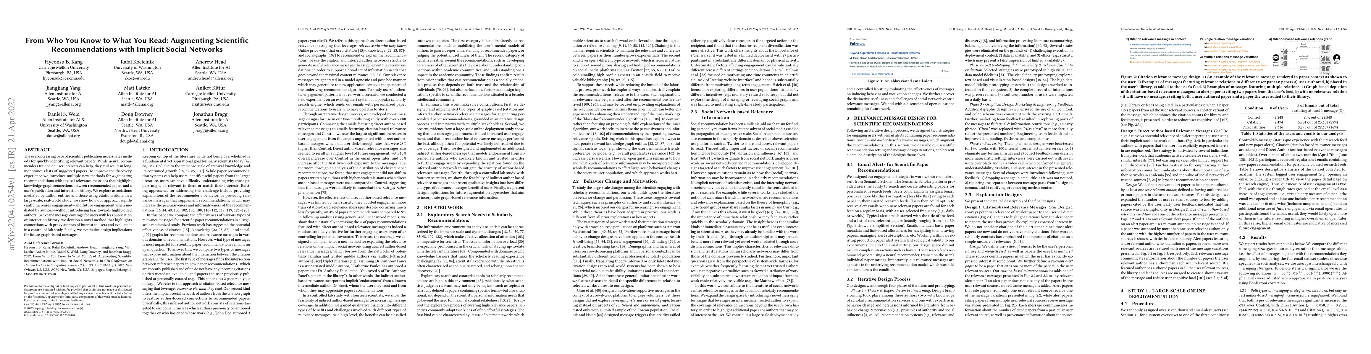 Thumbnail for From Who You Know to What You Read: Augmenting Scientific
  Recommendations with Implicit Social Networks