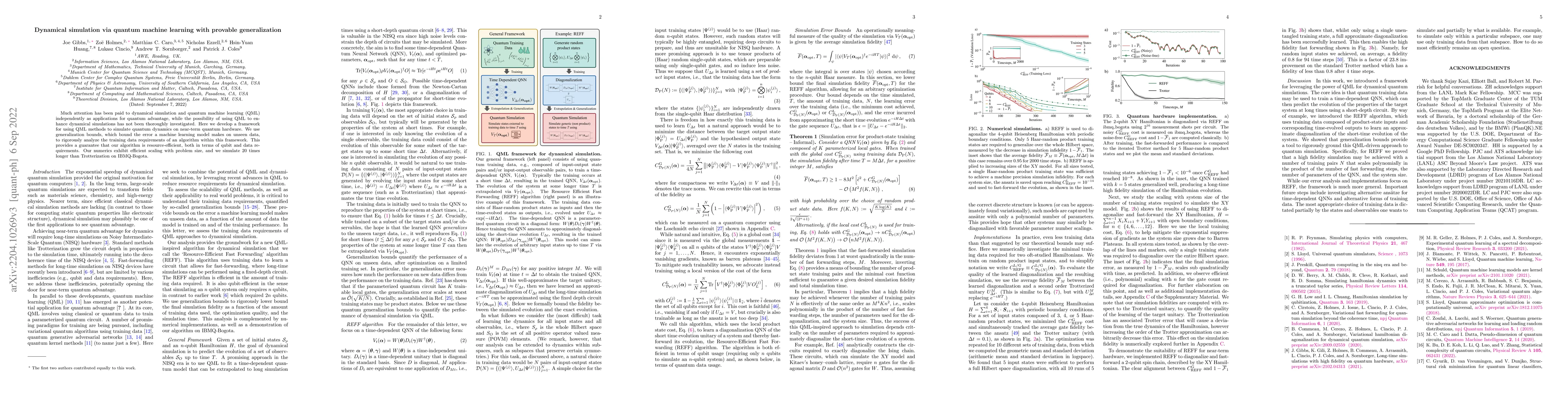 Thumbnail for Dynamical simulation via quantum machine learning with provable
  generalization