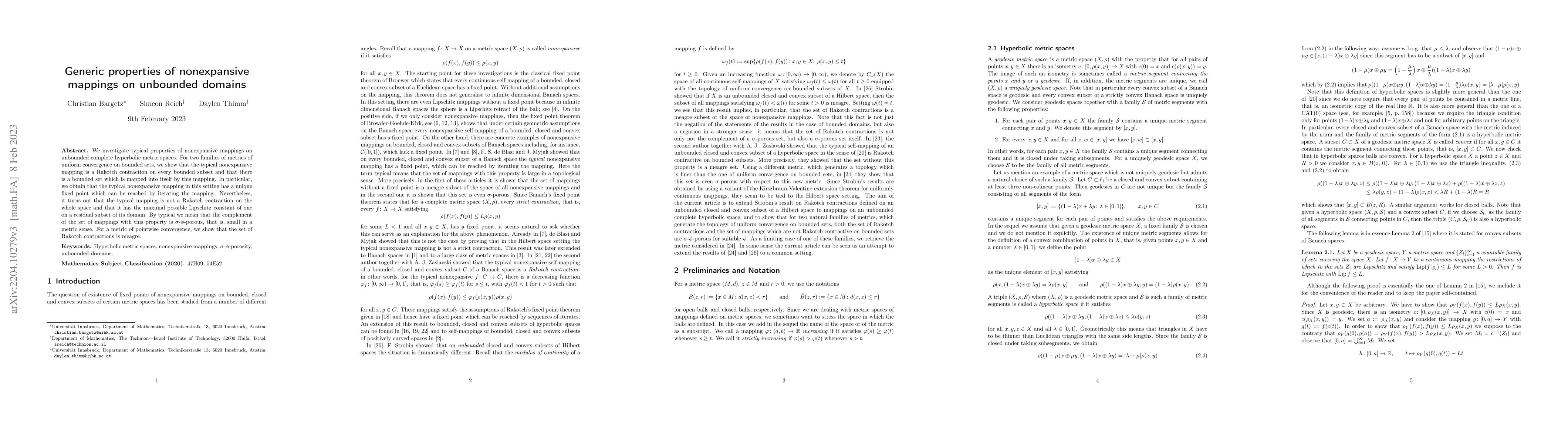 Thumbnail for Generic properties of nonexpansive mappings on unbounded domains