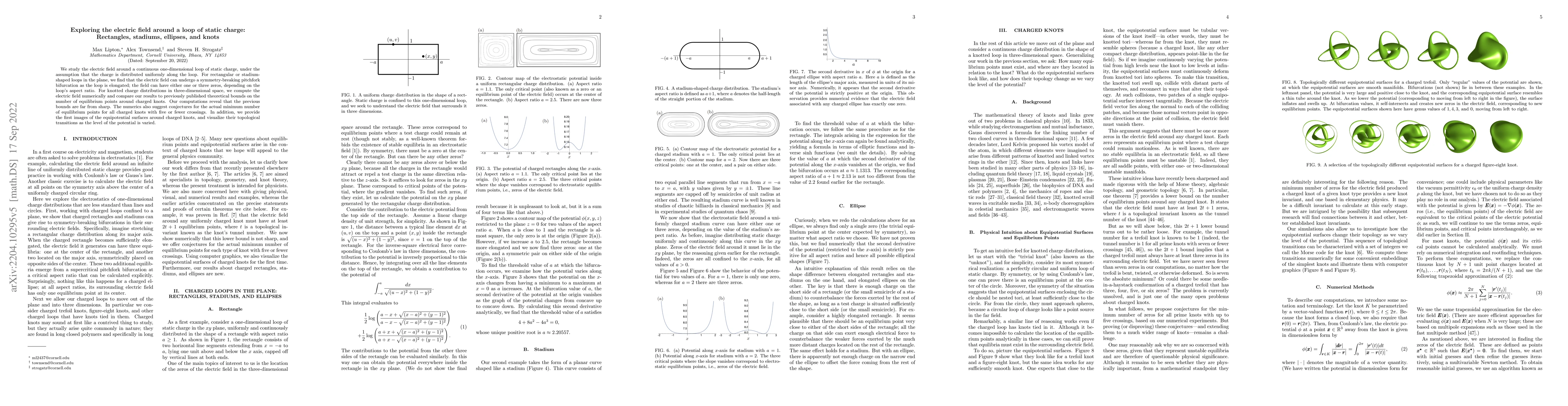Thumbnail for Exploring the electric field around a loop of static charge: Rectangles,
  stadiums, ellipses, and knots