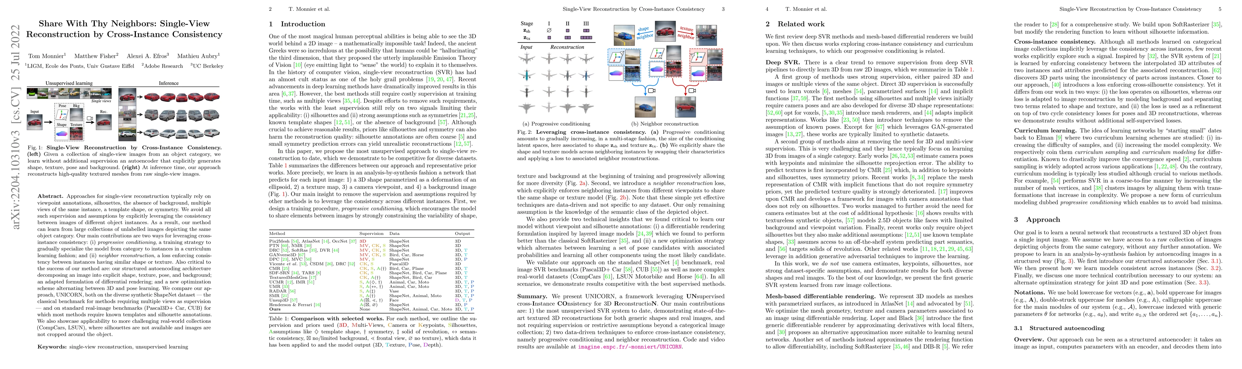 Thumbnail for Share With Thy Neighbors: Single-View Reconstruction by Cross-Instance
  Consistency