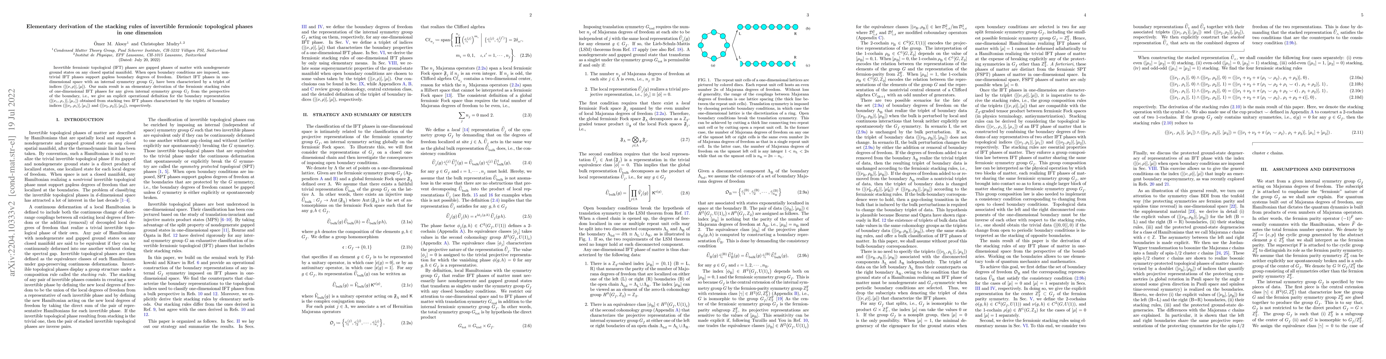 Thumbnail for Elementary derivation of the stacking rules of invertible fermionic
  topological phases in one dimension