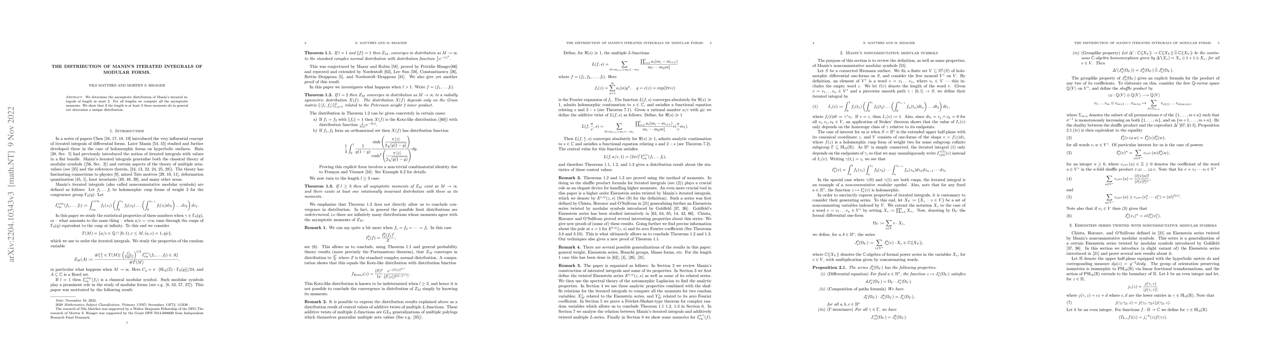 Thumbnail for The distribution of Manin's iterated integrals of modular forms