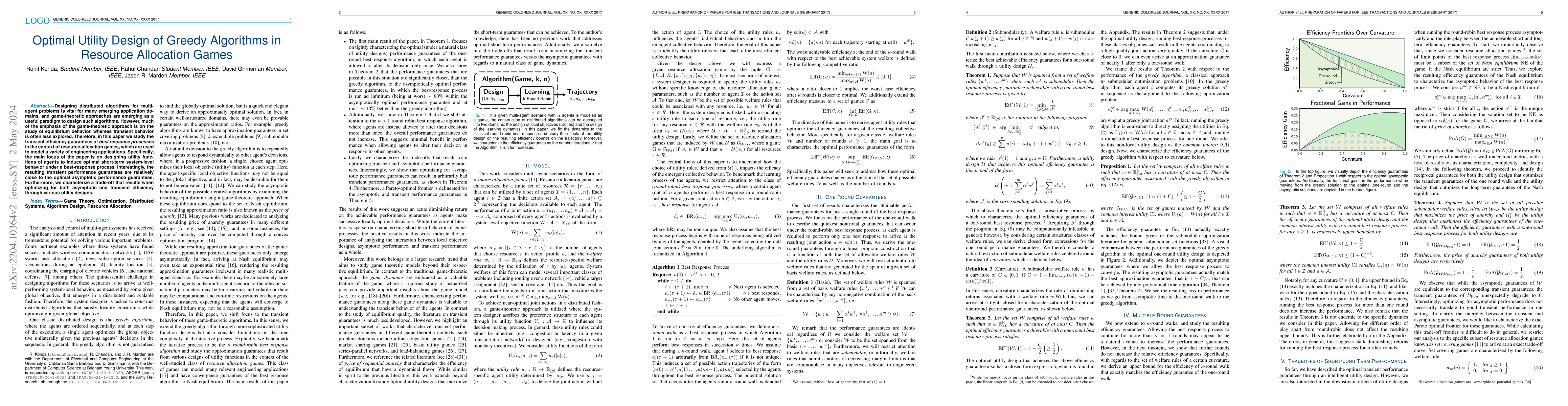 Thumbnail for Optimal Utility Design of Greedy Algorithms in Resource Allocation Games