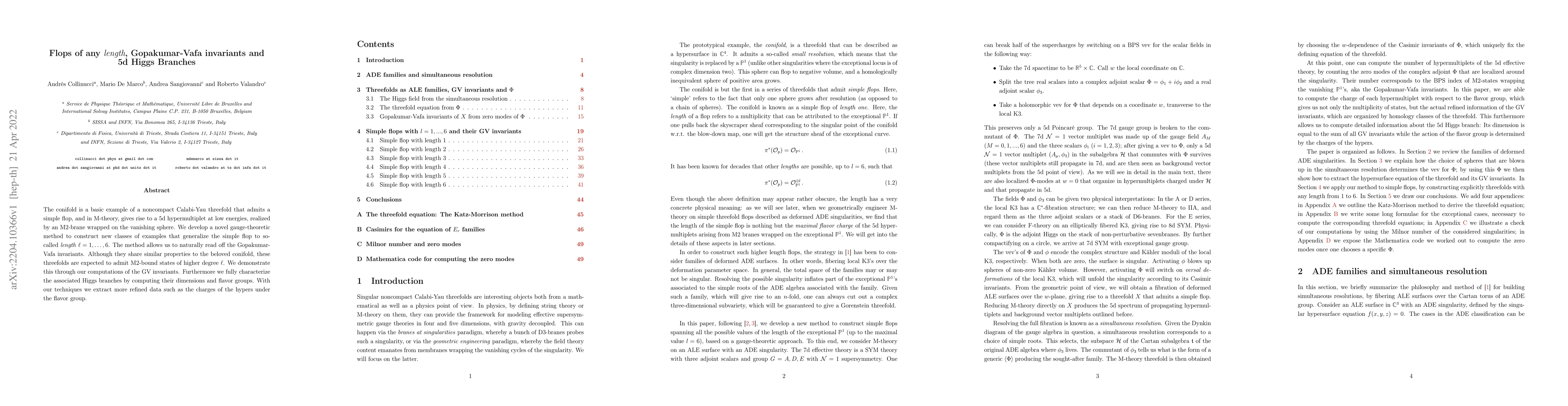 Thumbnail for Flops of any length, Gopakumar-Vafa invariants, and 5d Higgs Branches
