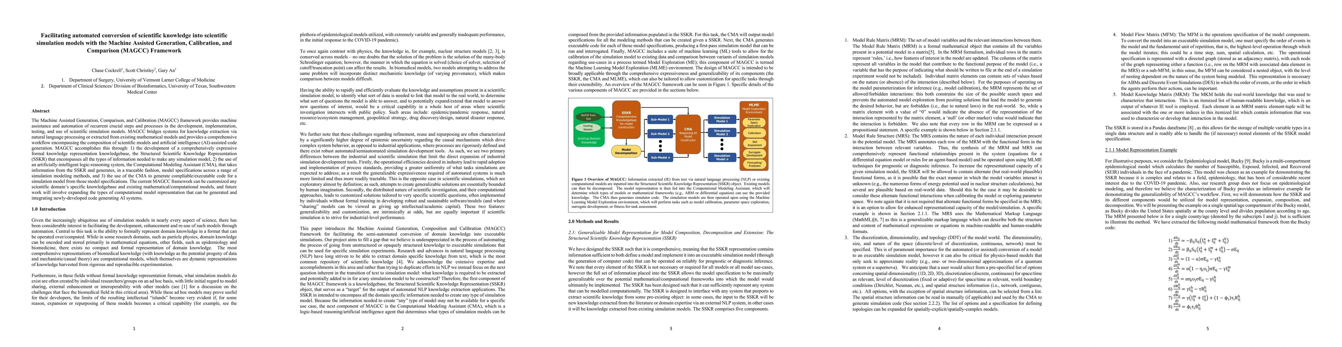 Thumbnail for Facilitating automated conversion of scientific knowledge into
  scientific simulation models with the Machine Assisted Generation,
  Calibration, and Comparison (MAGCC) Framework