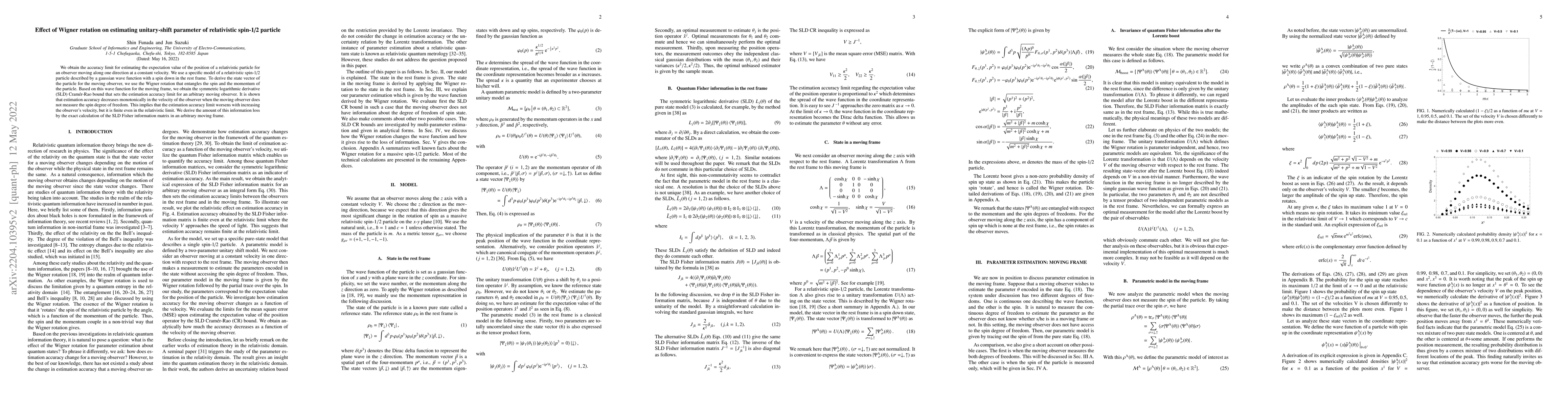 Thumbnail for Effect of Wigner rotation on estimating unitary-shift parameter of
  relativistic spin-1/2 particle