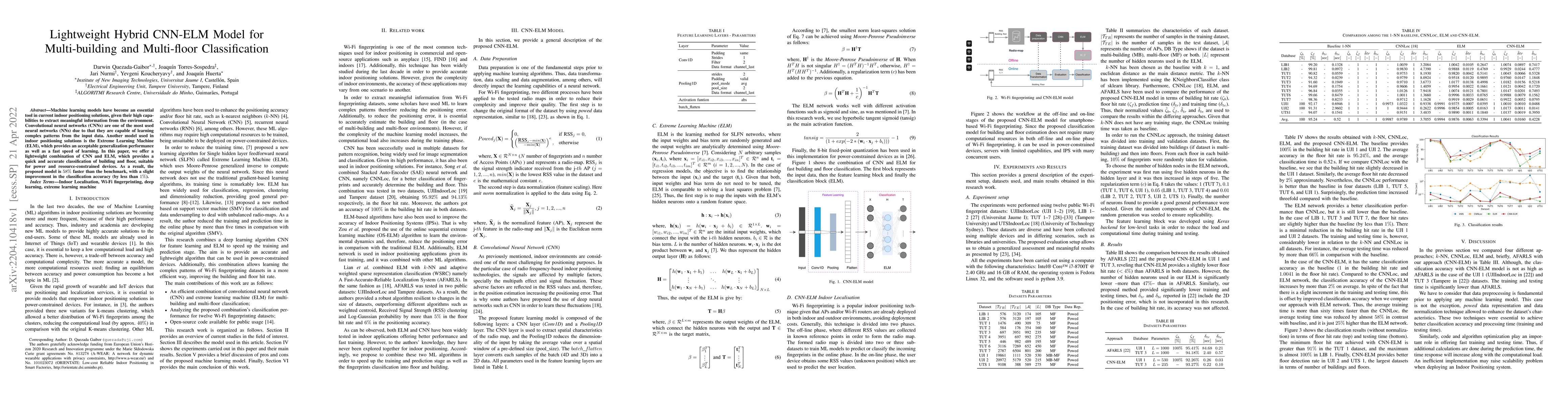 Thumbnail for Lightweight Hybrid CNN-ELM Model for Multi-building and Multi-floor
  Classification