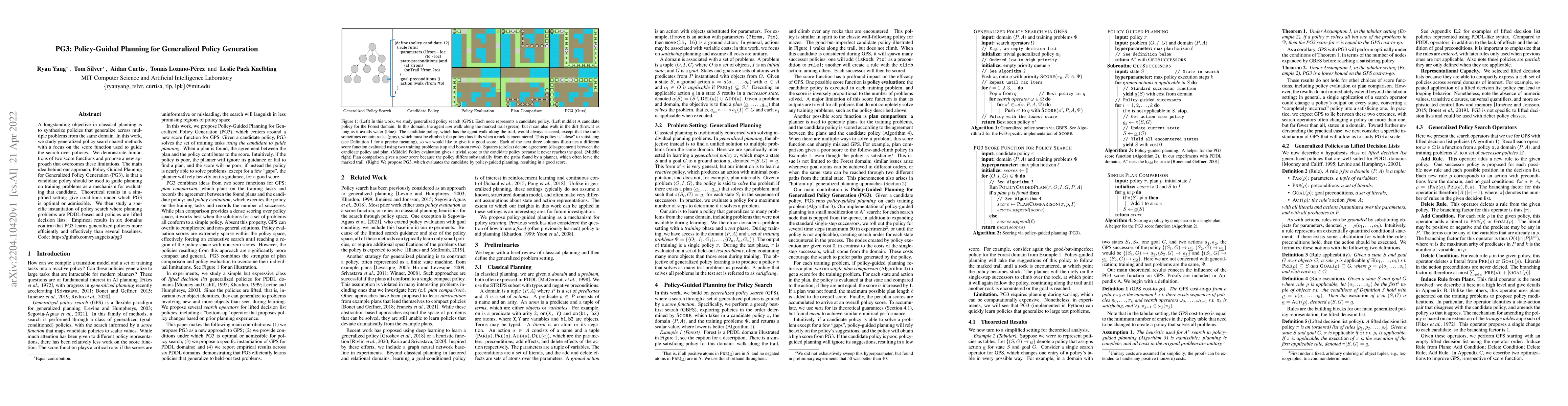 Thumbnail for PG3: Policy-Guided Planning for Generalized Policy Generation