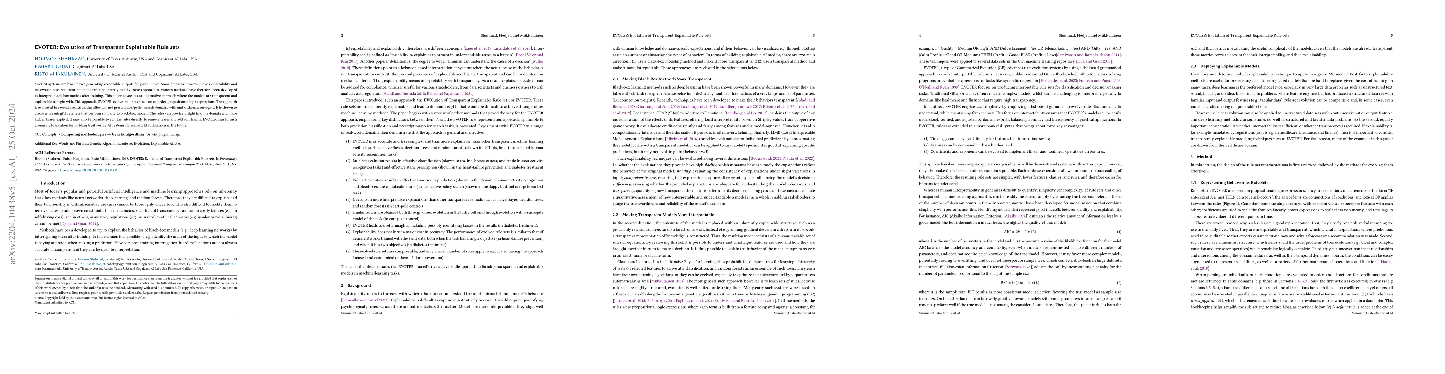 Thumbnail for EVOTER: Evolution of Transparent Explainable Rule-sets