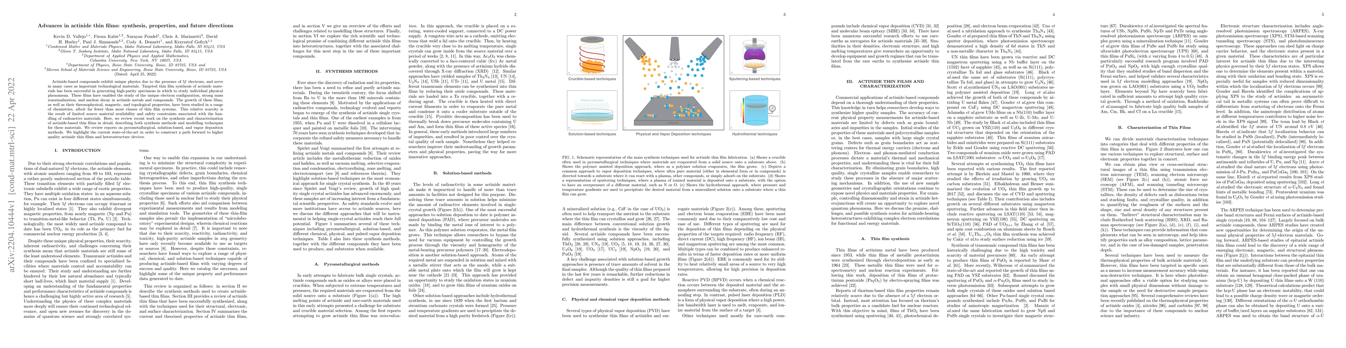 Thumbnail for Advances in actinide thin films: synthesis, properties, and future
  directions