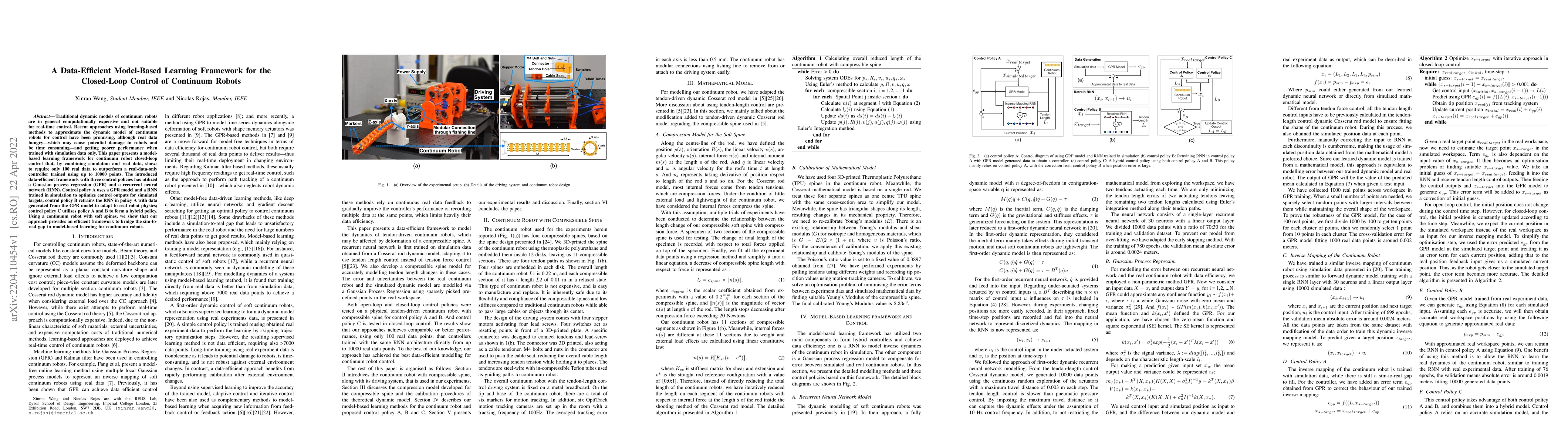 Thumbnail for A Data-Efficient Model-Based Learning Framework for the Closed-Loop
  Control of Continuum Robots