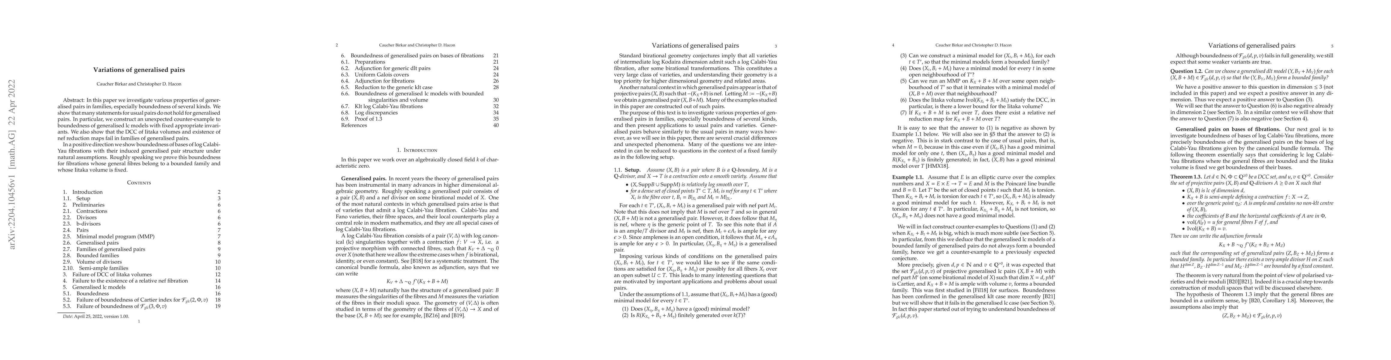 Thumbnail for Variations of generalised pairs