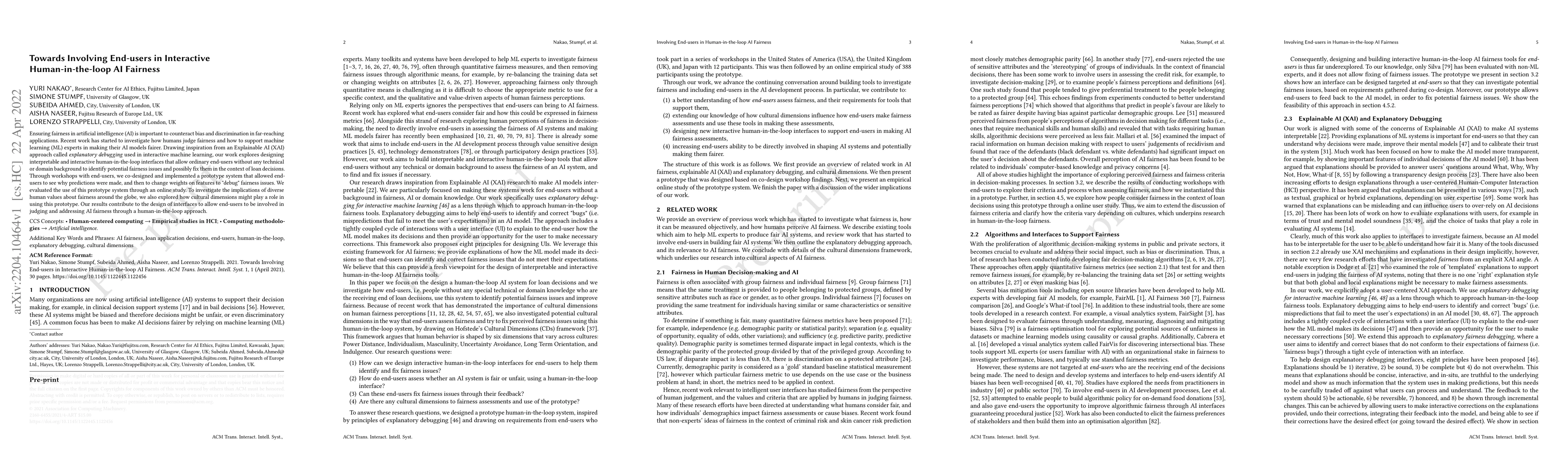Thumbnail for Towards Involving End-users in Interactive Human-in-the-loop AI Fairness