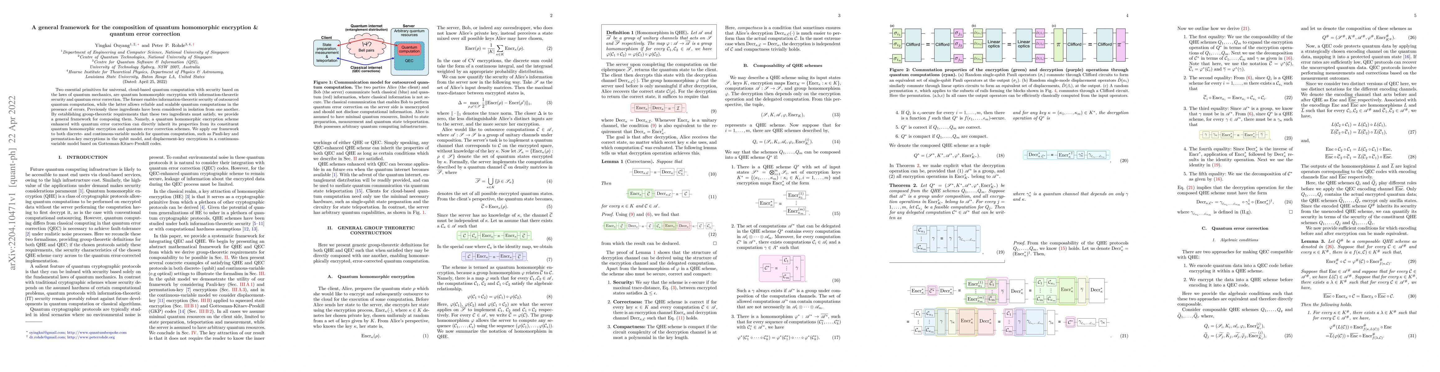 Thumbnail for A general framework for the composition of quantum homomorphic
  encryption \& quantum error correction