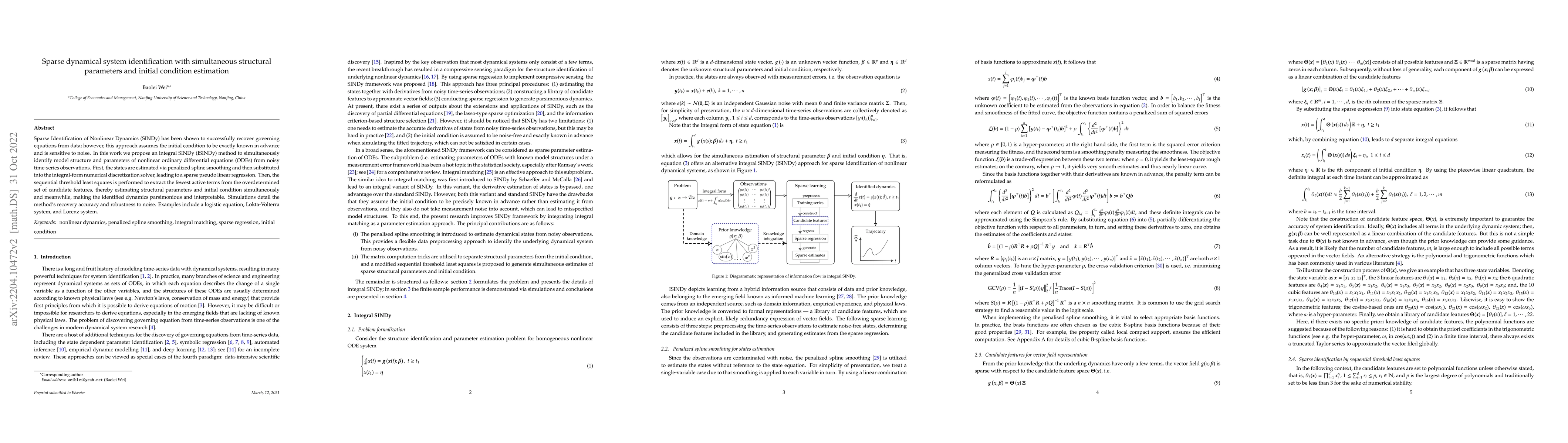 Thumbnail for Sparse dynamical system identification with simultaneous structural
  parameters and initial condition estimation
