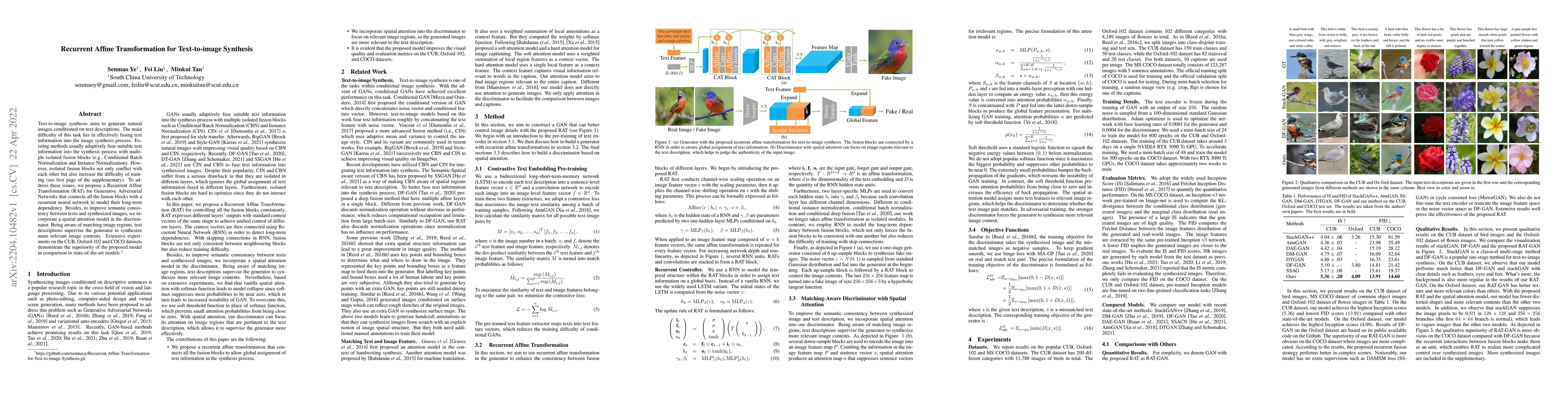 Thumbnail for Recurrent Affine Transformation for Text-to-image Synthesis