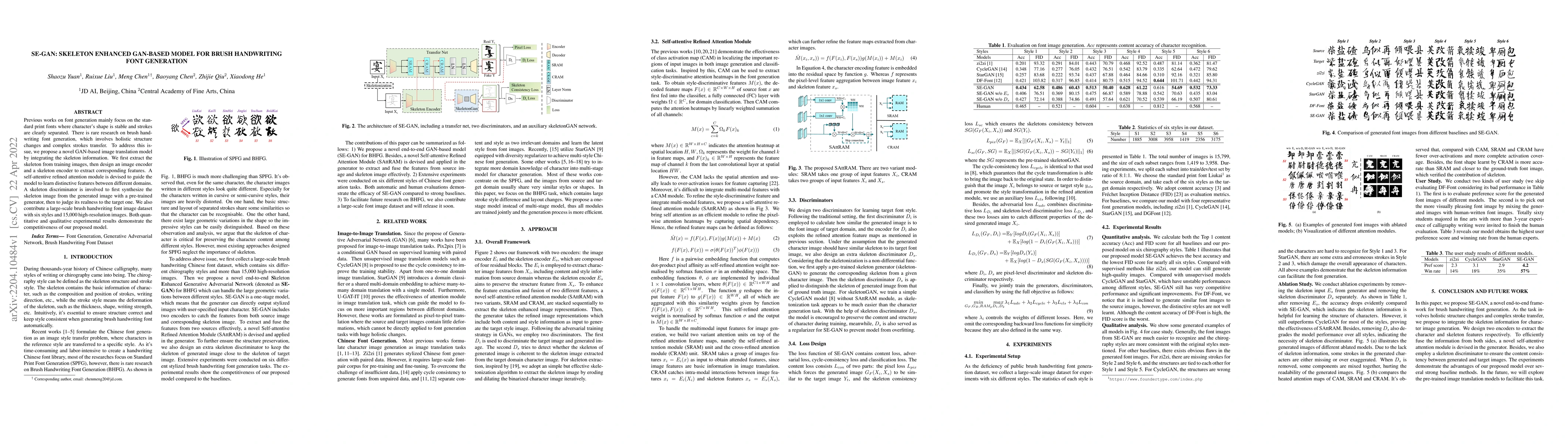 Thumbnail for SE-GAN: Skeleton Enhanced GAN-based Model for Brush Handwriting Font
  Generation