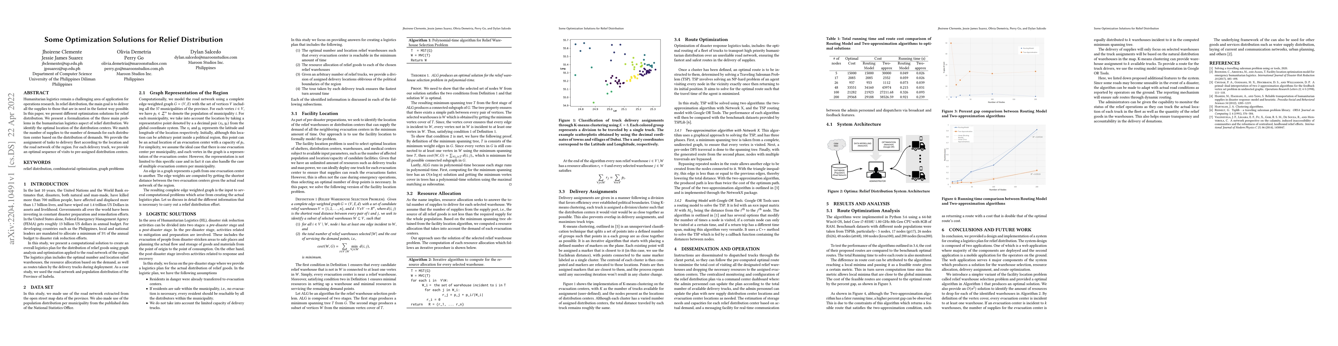 Thumbnail for Some Optimization Solutions for Relief Distribution