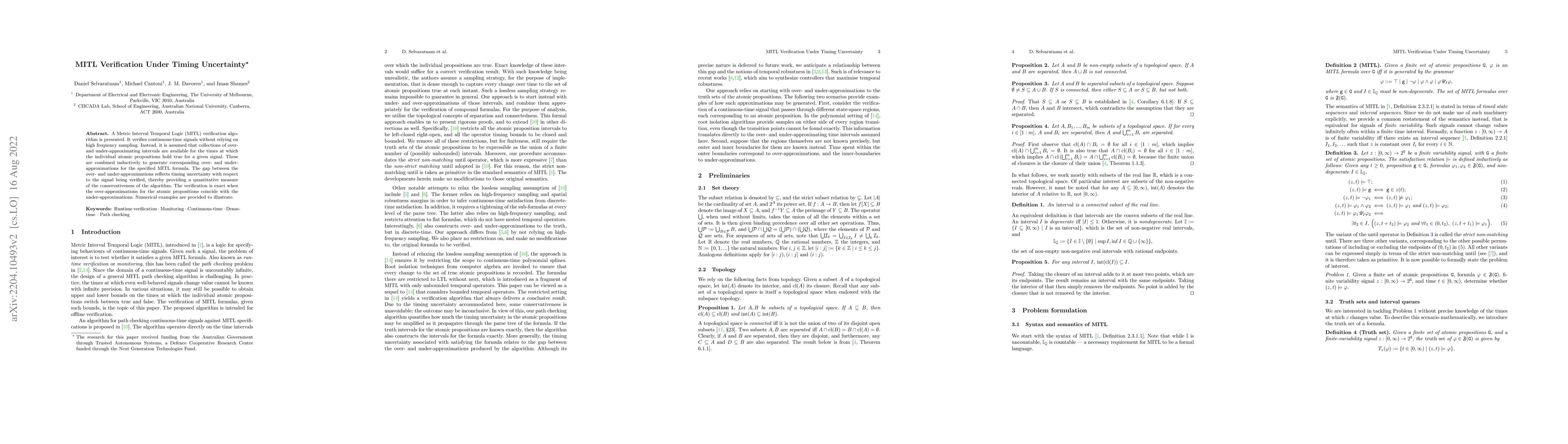 Thumbnail for MITL Verification Under Timing Uncertainty