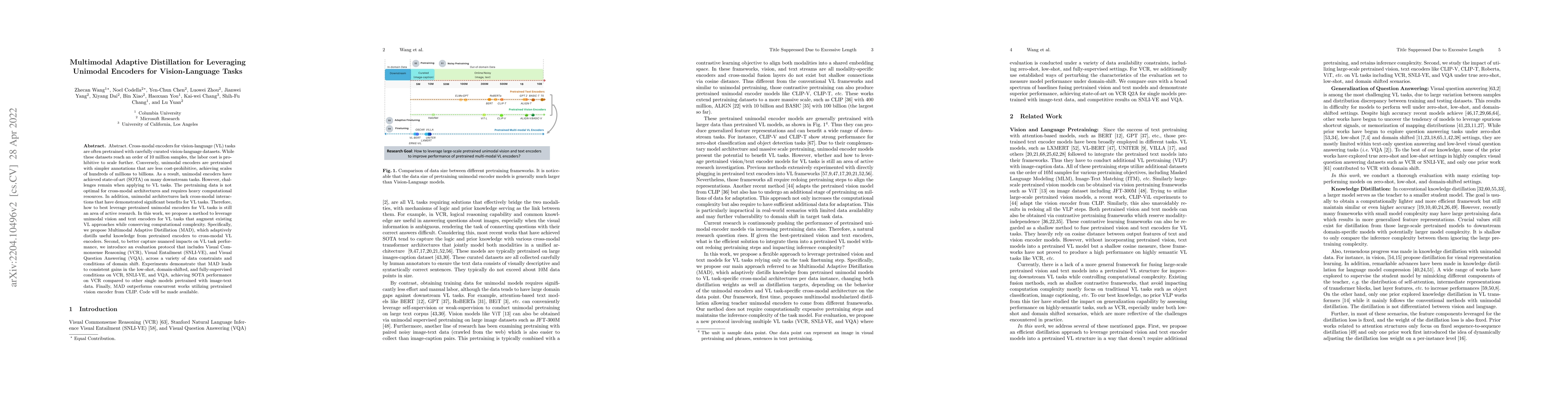 Thumbnail for Multimodal Adaptive Distillation for Leveraging Unimodal Encoders for
  Vision-Language Tasks