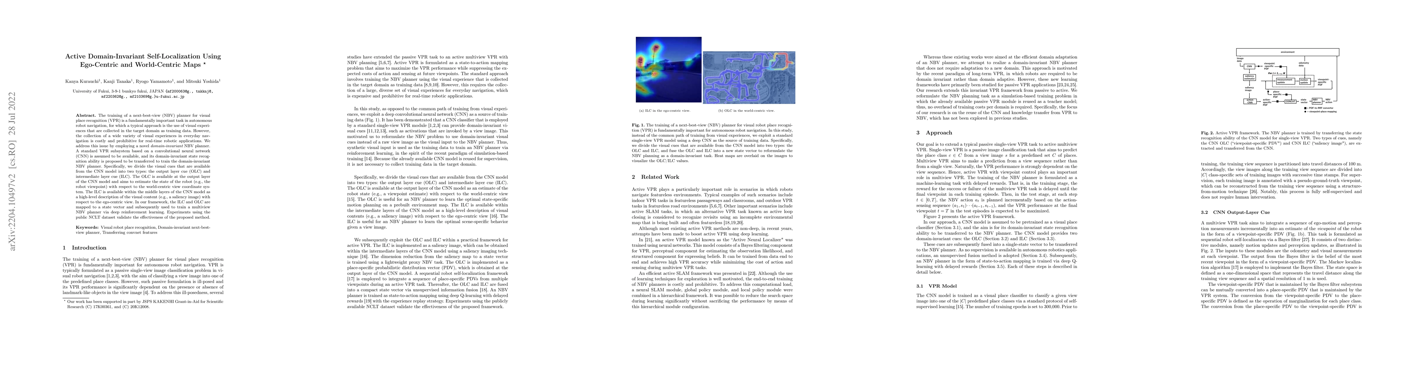 Thumbnail for Active Domain-Invariant Self-Localization Using Ego-Centric and
  World-Centric Maps