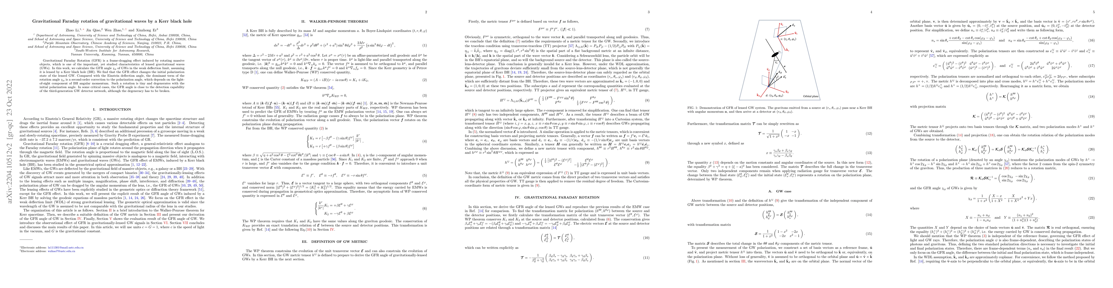Thumbnail for Gravitational Faraday rotation of gravitational waves by a Kerr black
  hole