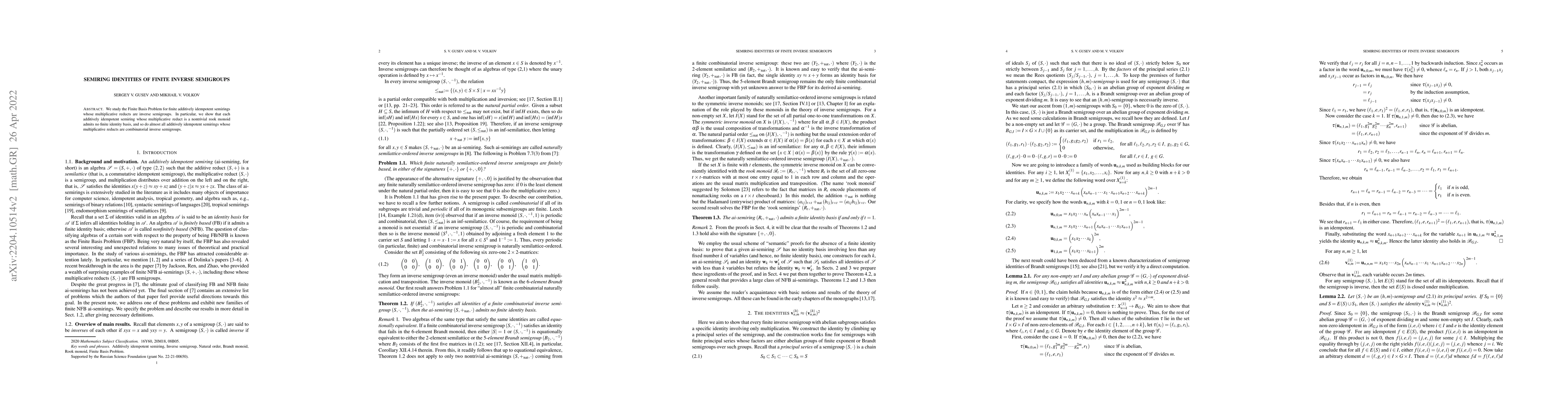 Thumbnail for Semiring identities of finite inverse semigroups