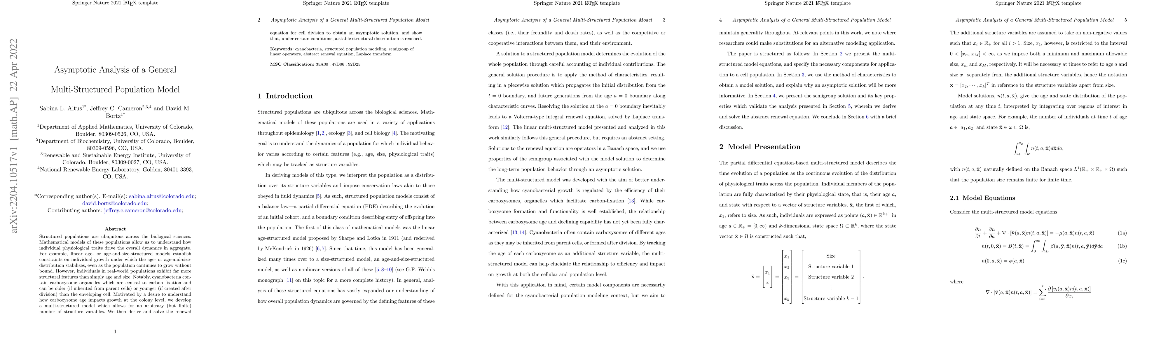 Thumbnail for Asymptotic Analysis of a General Multi-Structured Population Model