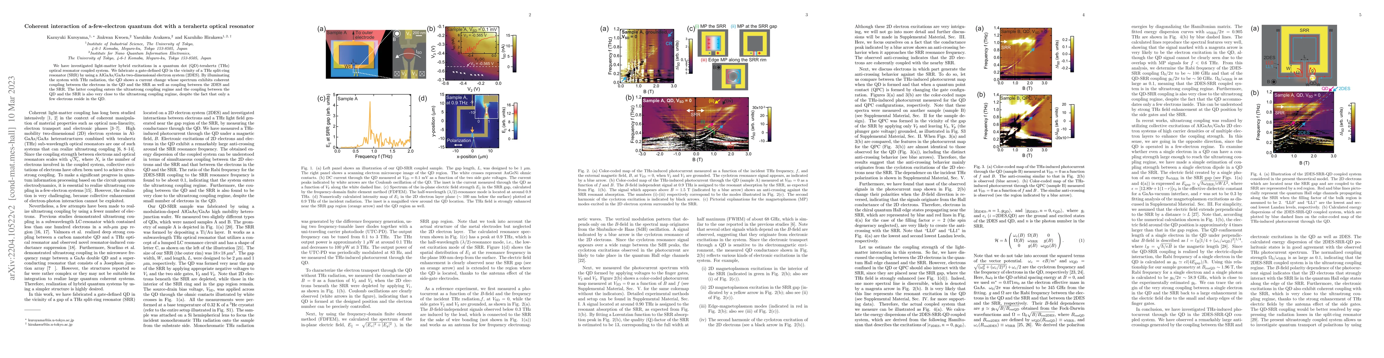 Thumbnail for Coherent interaction of a-few-electron quantum dot with a terahertz
  optical resonator