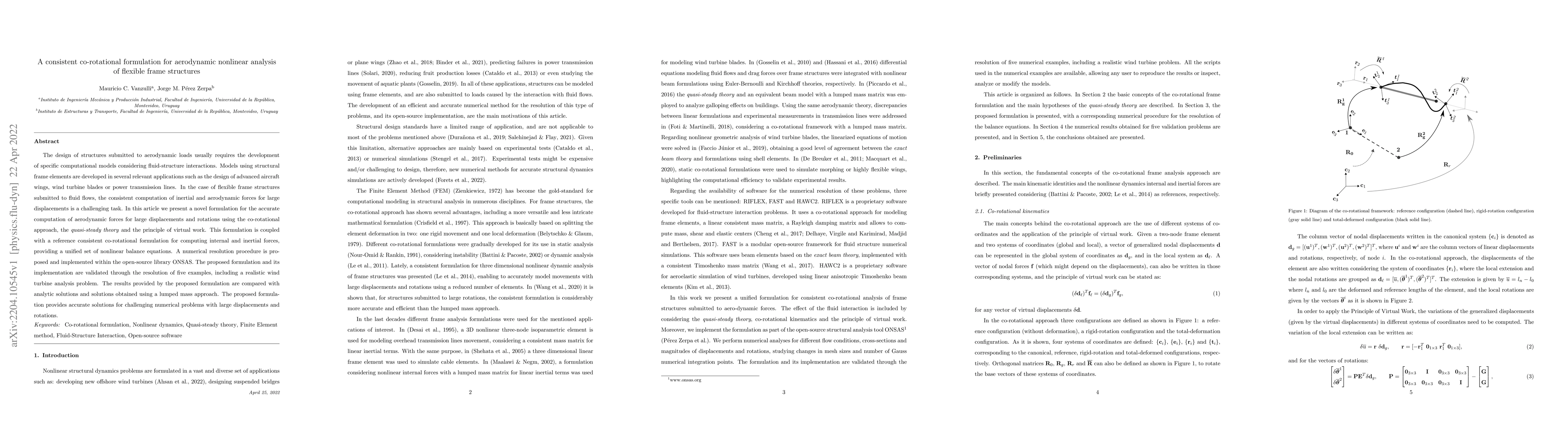 Thumbnail for A consistent co-rotational formulation for aerodynamic nonlinear
  analysis of flexible frame structures