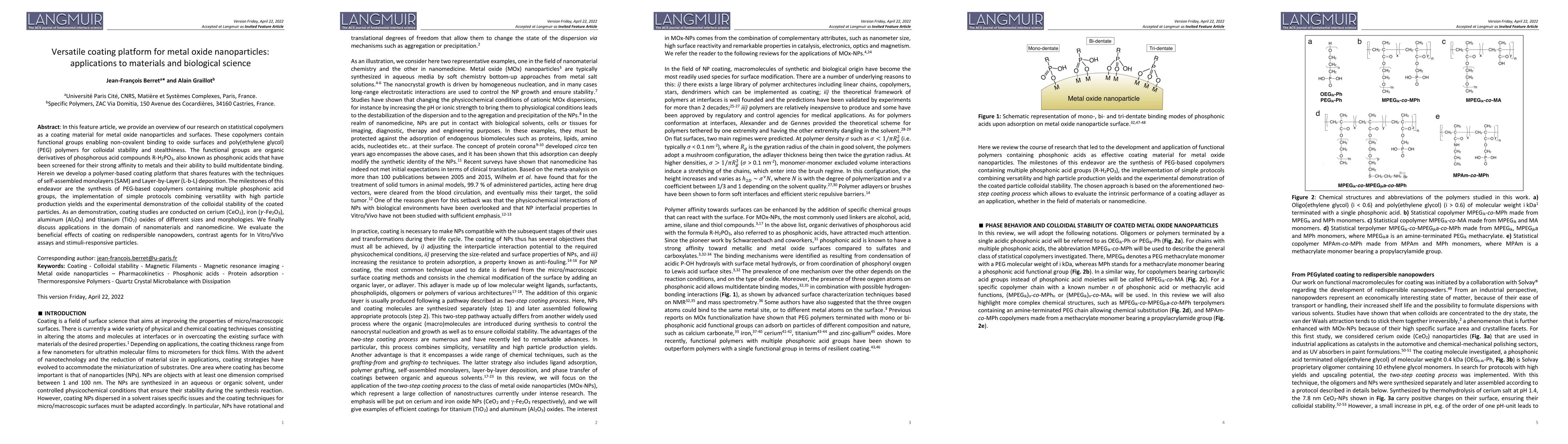 Thumbnail for Versatile coating platform for metal oxide nanoparticles: applications
  to materials and biological science