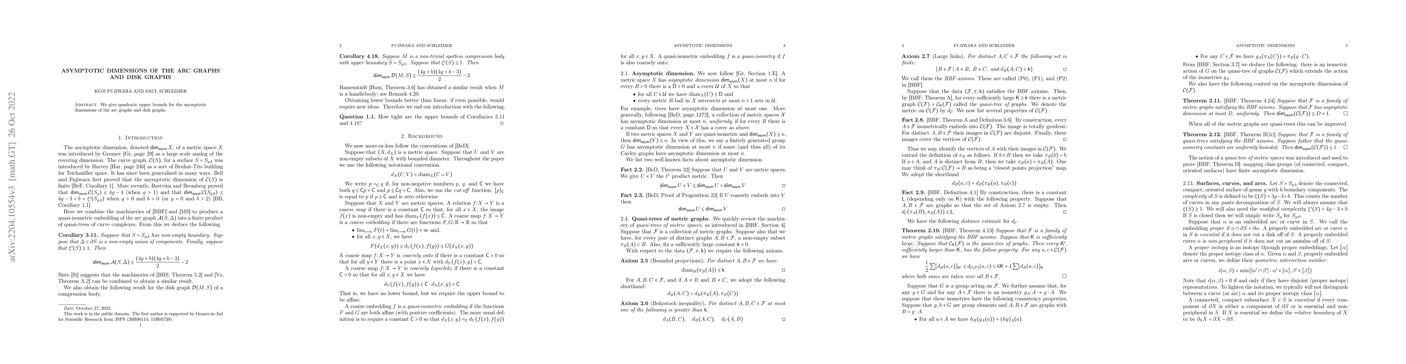 Thumbnail for Asymptotic dimensions of the arc graphs and disk graphs