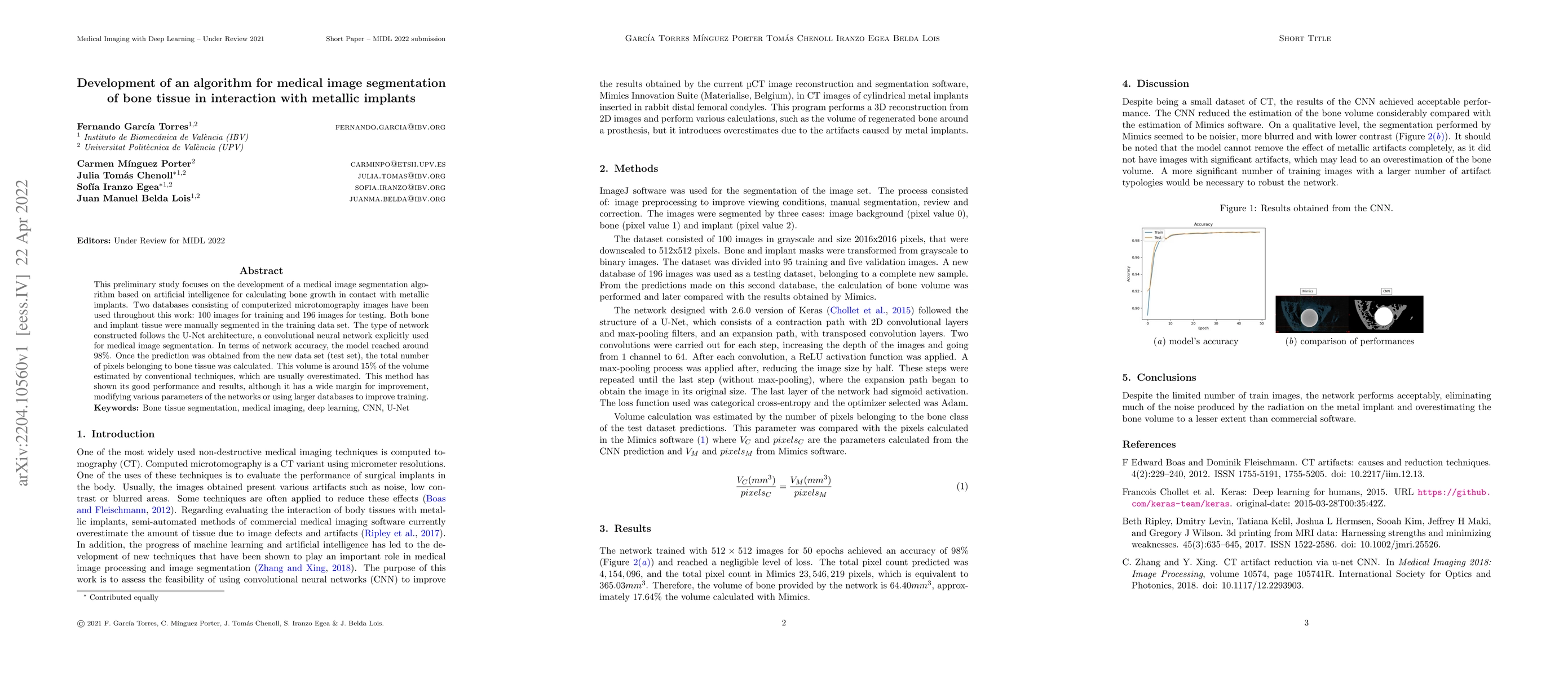 Thumbnail for Development of an algorithm for medical image segmentation of bone
  tissue in interaction with metallic implants