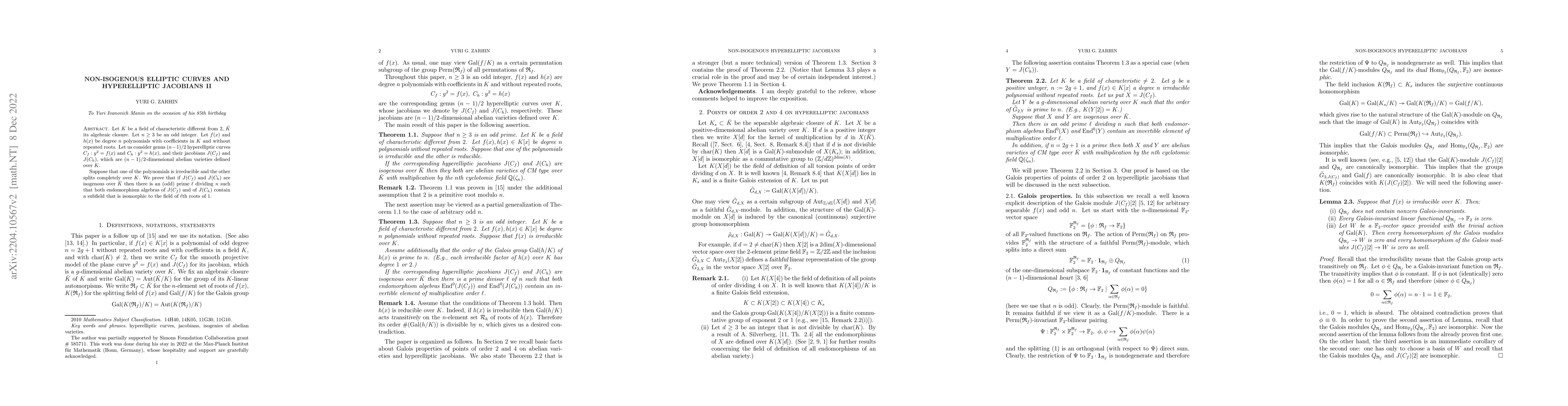 Thumbnail for Non-isogenous elliptic curves and hyperelliptic jacobians II
