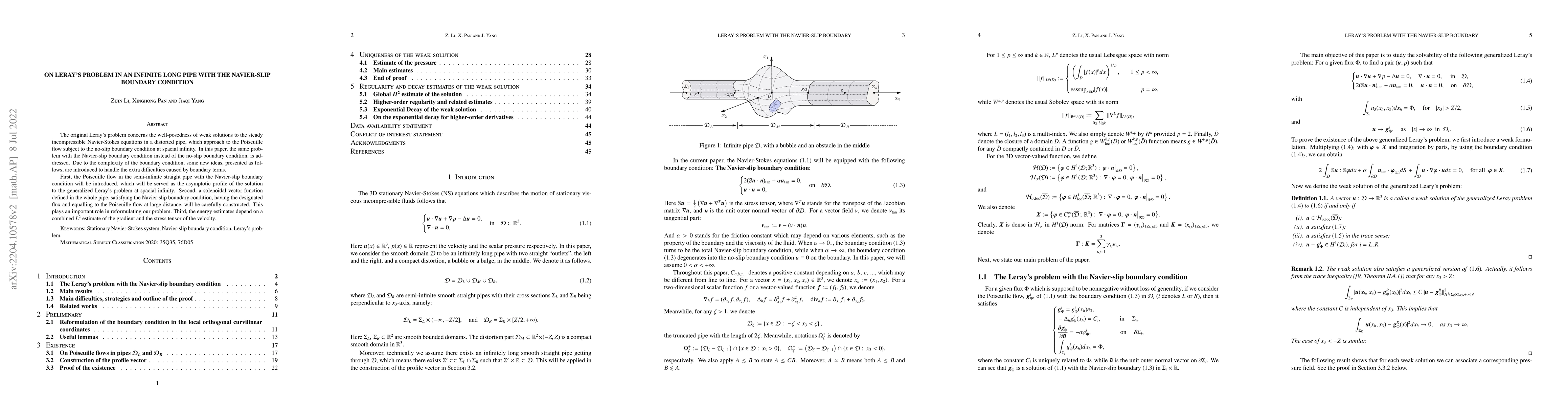 Thumbnail for On Leray's problem in an infinite-long pipe with the Navier-slip
  boundary condition