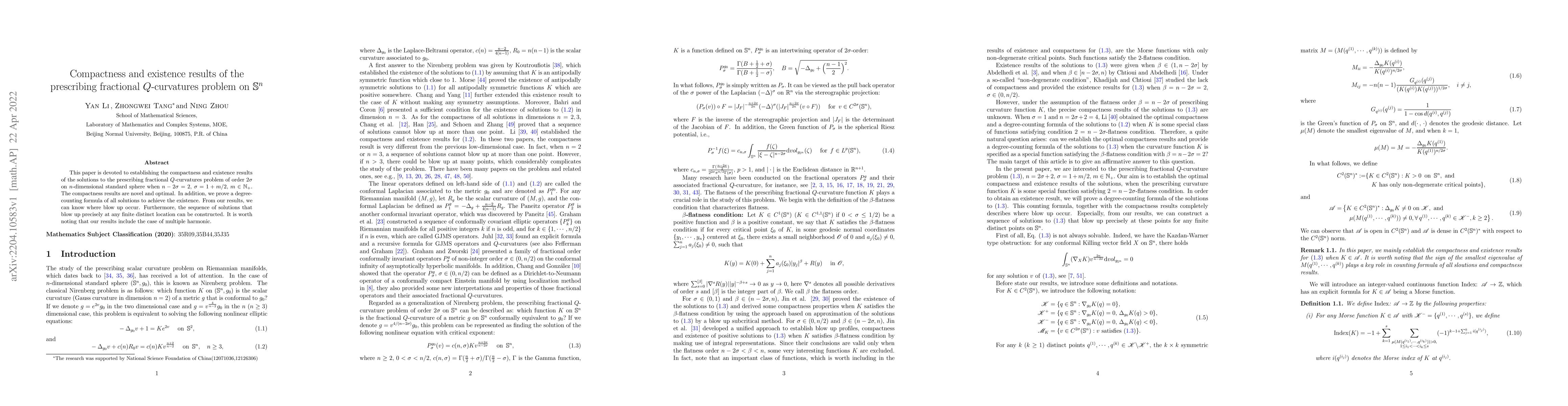 Thumbnail for Compactness and existence results of the prescribing fractional
  $Q$-curvatures problem on $\mathbb{S}^n$