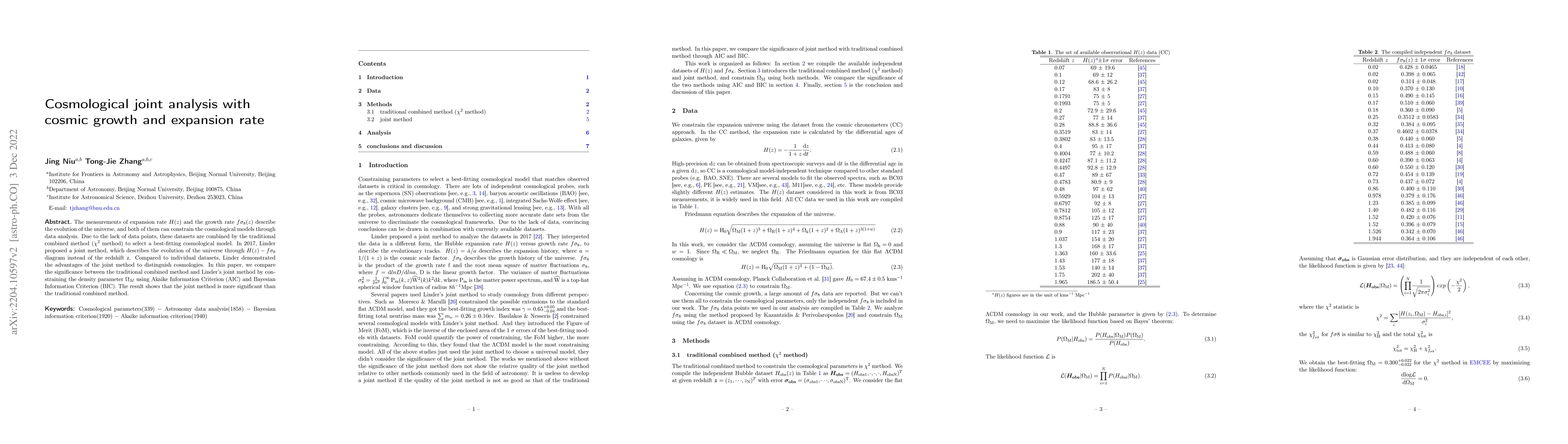 Thumbnail for Cosmological joint analysis with cosmic growth and expansion rate