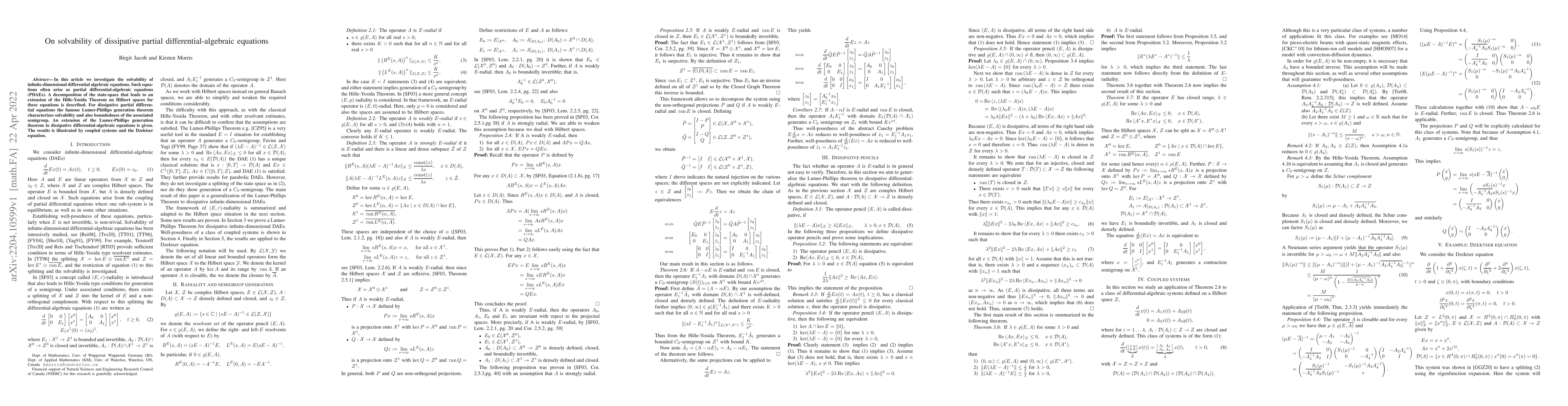 Thumbnail for On solvability of dissipative partial differential-algebraic equations
