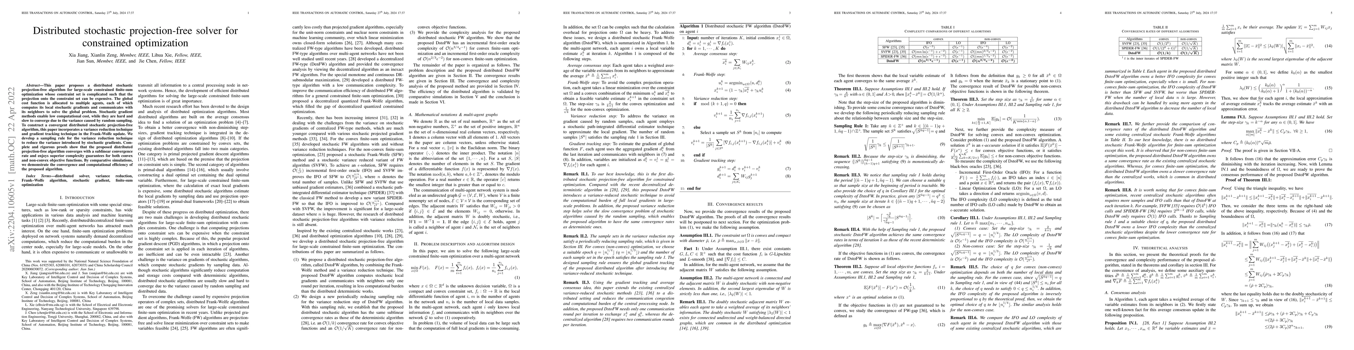 Thumbnail for Distributed stochastic projection-free solver for constrained
  optimization