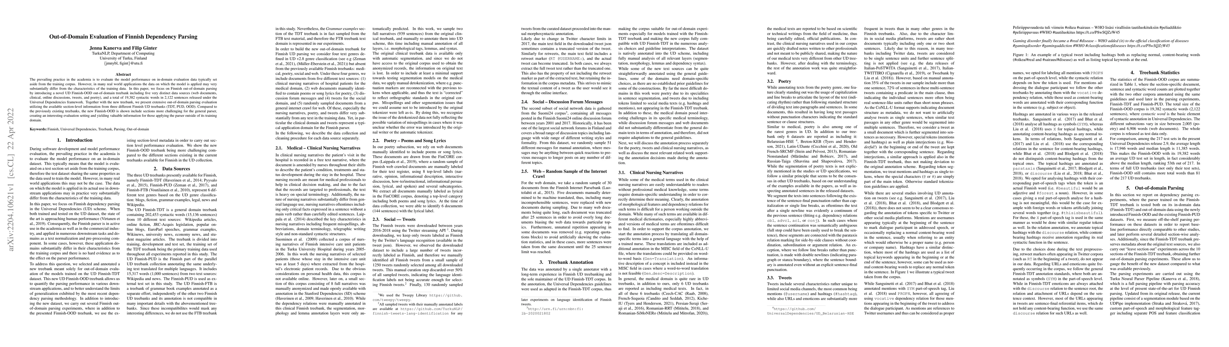 Thumbnail for Out-of-Domain Evaluation of Finnish Dependency Parsing