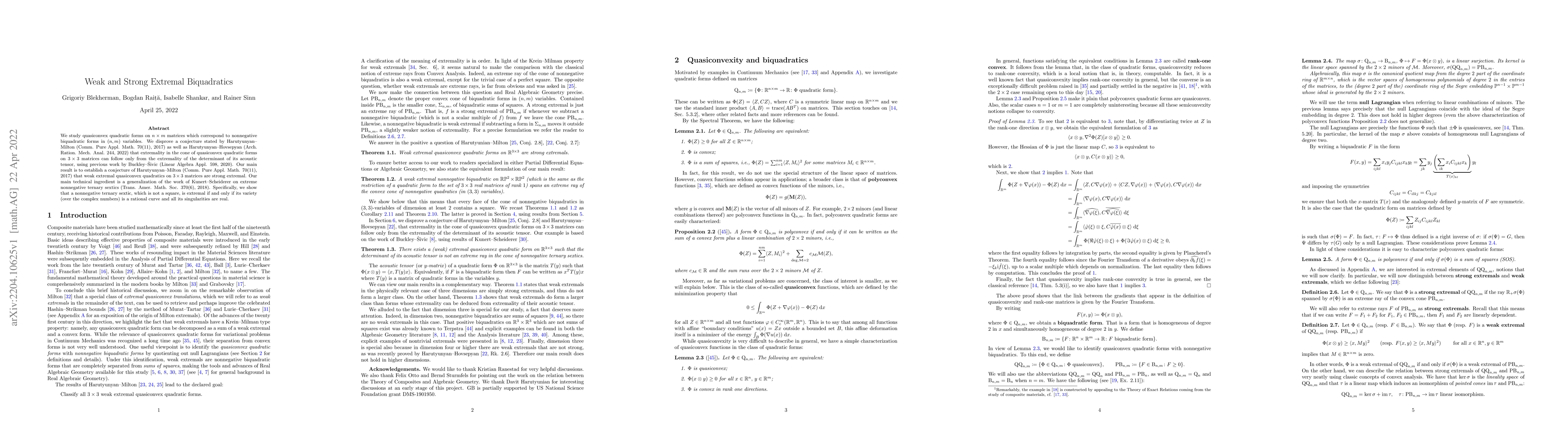 Thumbnail for Weak and Strong Extremal Biquadratics